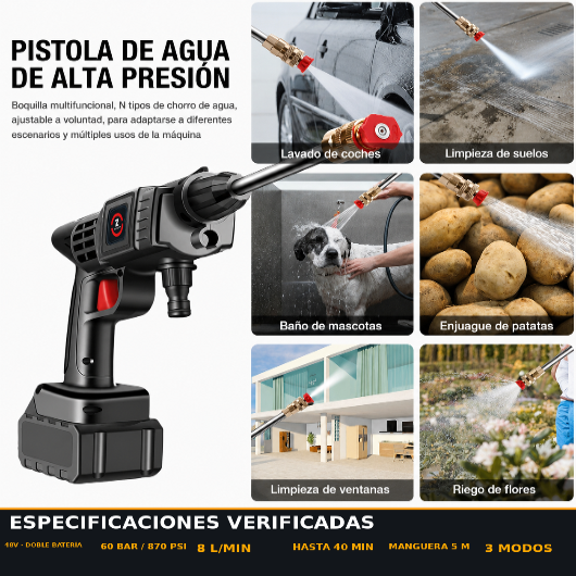 Pistola de Alta Presión Portátil de Doble Batería - AquaForce