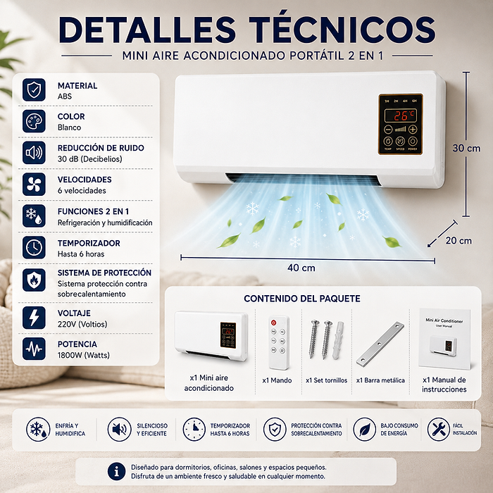 Mini aire acondicionado portátil 2 en 1