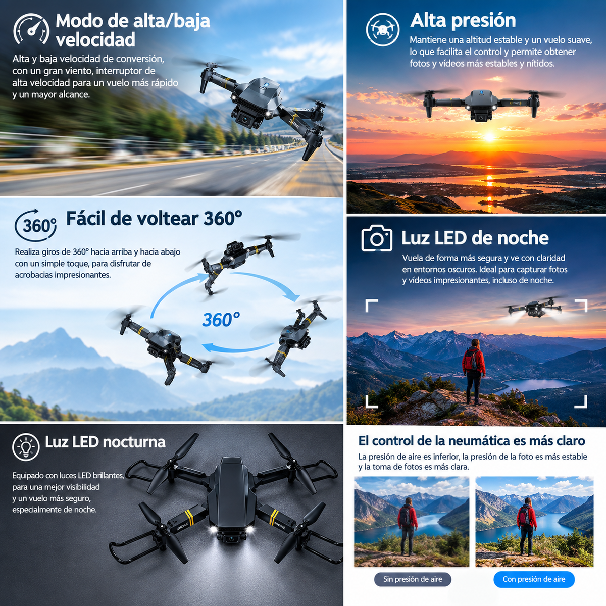 Dron con doble cámara 4K + Maletín Gratis + Batería Extra - Skyron