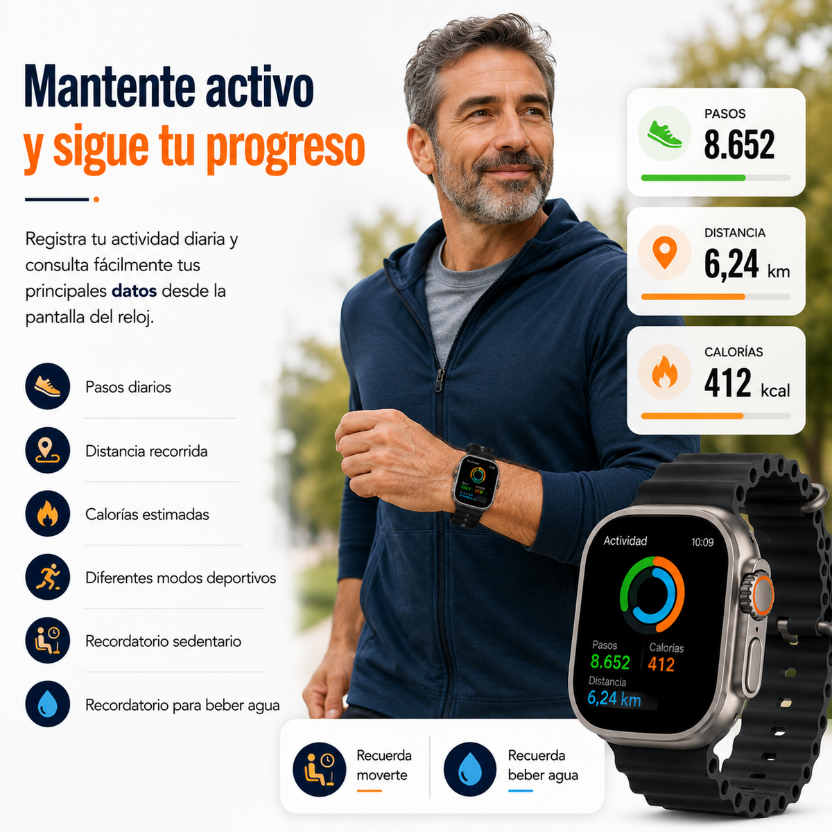 Pack Smartwatch Ultra + Auriculares AirBeat Pro + 2 Correas - Max Pack
