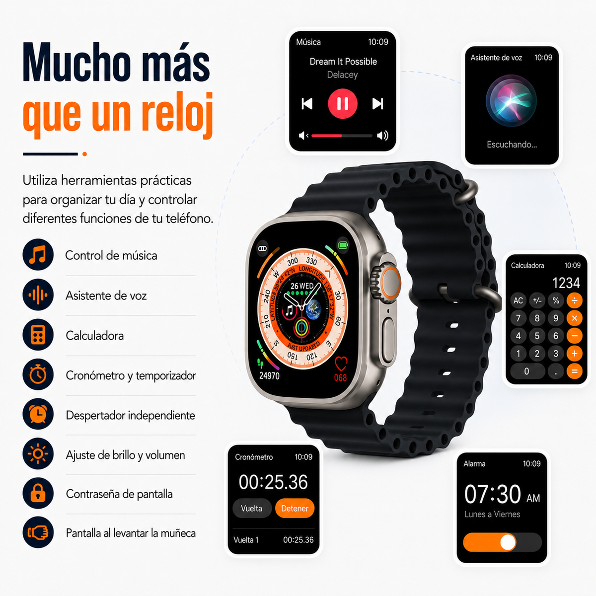 Pack Smartwatch Ultra + Auriculares AirBeat Pro + 2 Correas - Max Pack