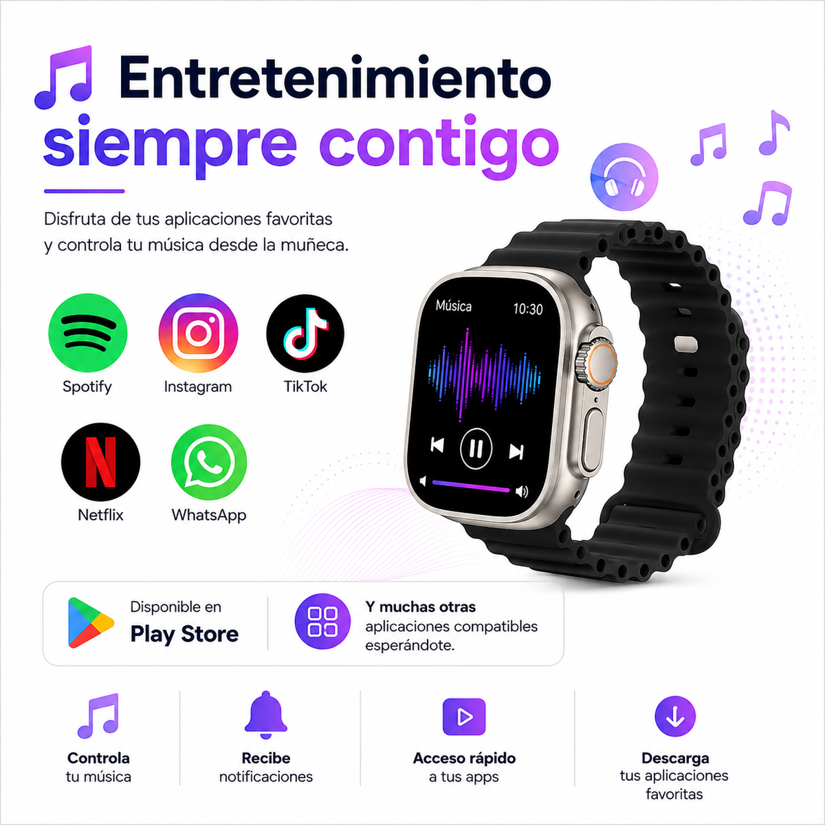 Pack Smartwatch Ultra + Auriculares AirBeat Pro + 2 Correas - Max Pack