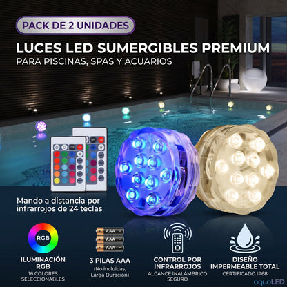 Luces LED Sumergibles Multicolor con Mando - AquaLuxe™