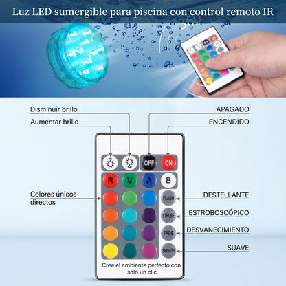 Luces LED Sumergibles Multicolor con Mando - AquaLuxe™