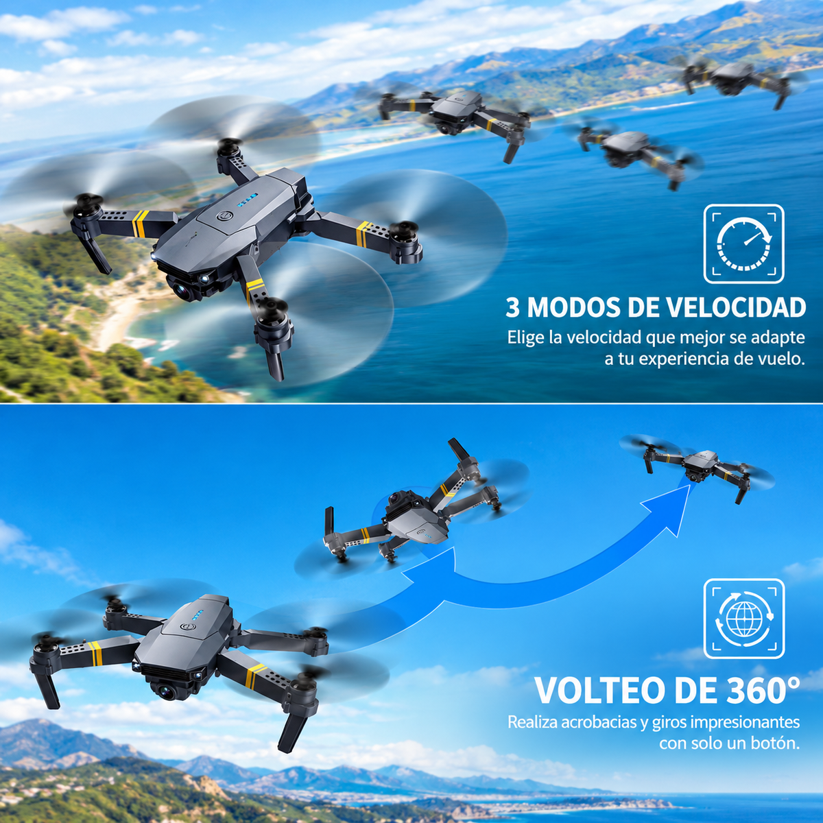 Dron con doble cámara 4K + Maletín Gratis + Batería Extra - Skyron