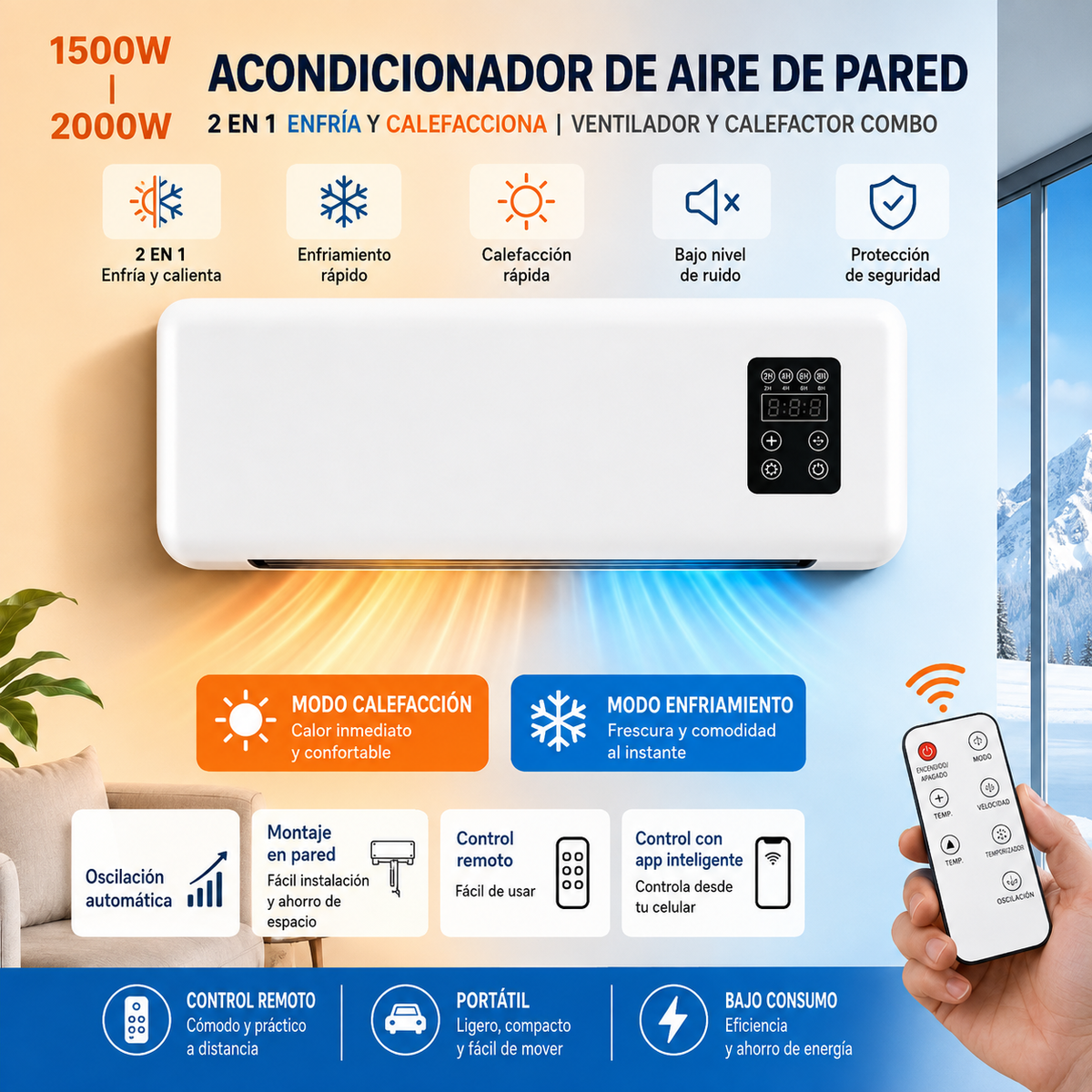 Mini aire acondicionado portátil 2 en 1 -  Aerolux™
