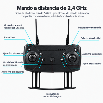 Dron con doble cámara 4K + Maletín Gratis + Batería Extra - Skyron