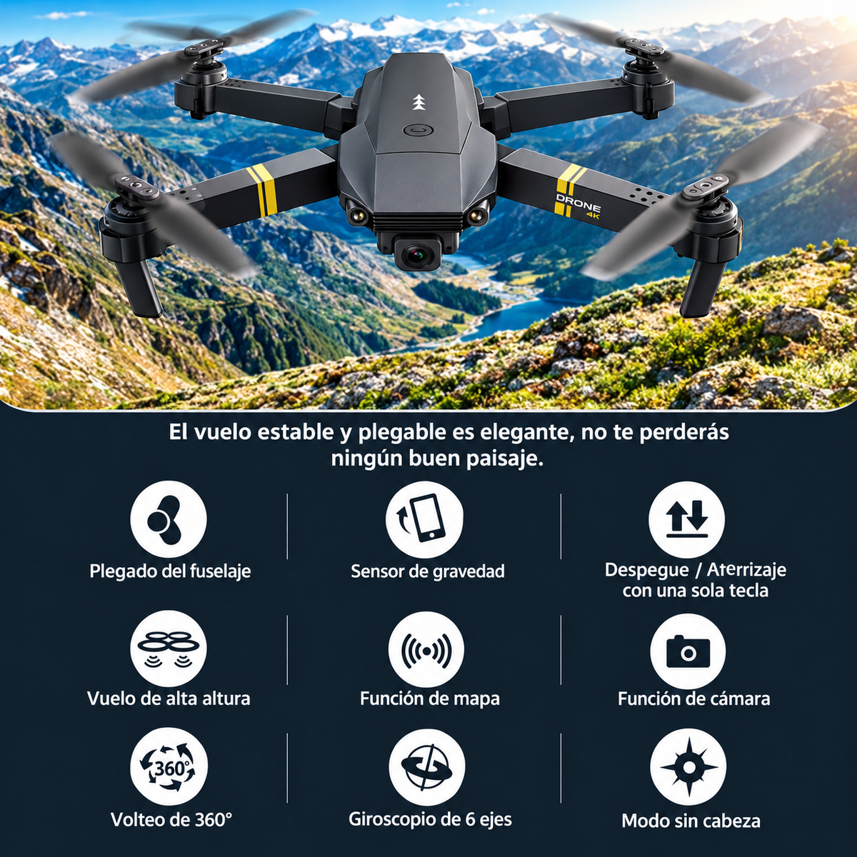 Dron con doble cámara 4K + Maletín Gratis + Batería Extra - Skyron
