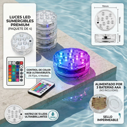 Luces LED Sumergibles Multicolor con Mando - AquaLuxe™